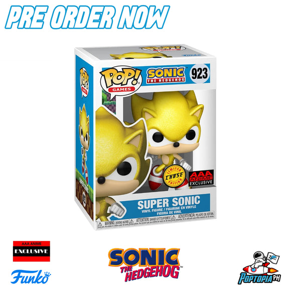 PRE ORDER Funko Pop! Sonic the Hedgehog Super Sonic #923 - AAA Anime Exclusive (1+1 CHASE BUNDLE)