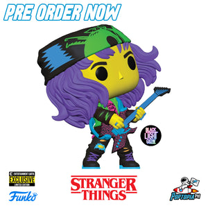 PRE ORDER Funko Pop! Stranger Things Eddie with Guitar Blacklight  #1462 - Entertainment Earth Exclusive